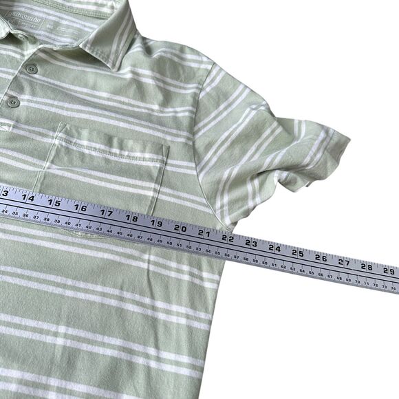 Patagonia Polo Shirt Men’s Medium Green White Striped Short Sleeve Regular Fit - Picture 9 of 11
